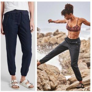 Athleta Cabo Linen Navy Jogger Pants Size 6